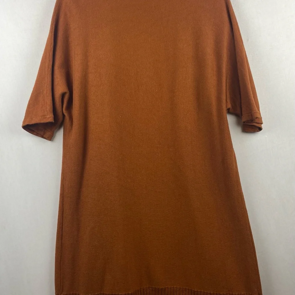 Jones New York Rust Orange Wide Ribbed Trim Open Front Duster Cardigan Women XL